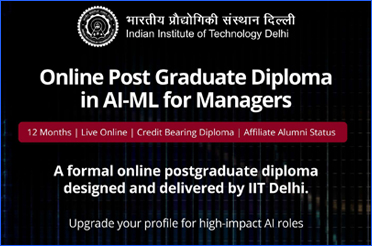 प्रबंधकों के लिए कृत्रिम बुद्धिमत्ता-मशीन लर्निंग में ऑनलाइन स्नातकोत्तर डिप्लोमा | Online CEP certificate programme in 