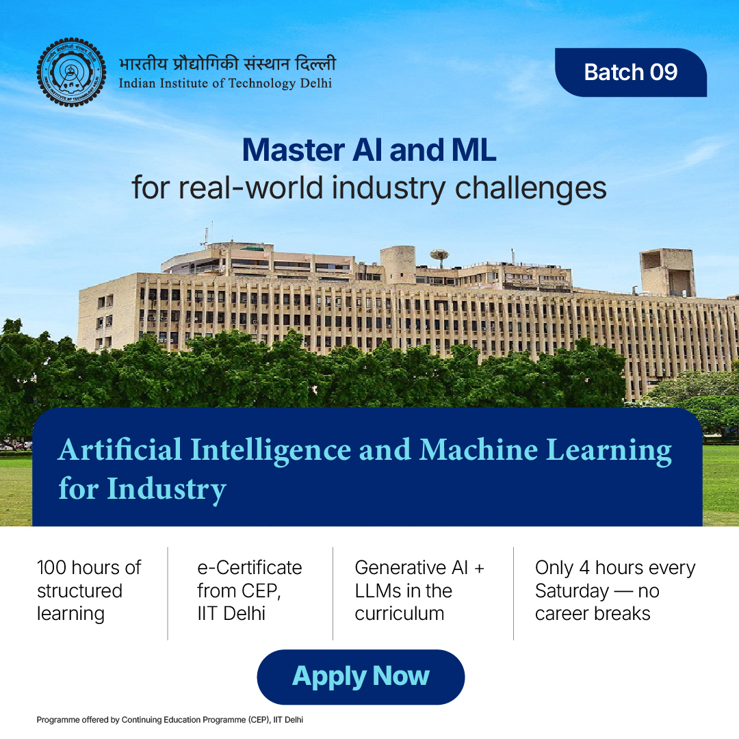 Artificial Intelligence and Machine Learning for Industry (Batch 09)