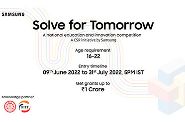 Samsung Launches ‘Solve for Tomorrow’, an Innovation Contest for India’s Youth to Crack Real-World Problems; FITT at IIT Delhi to be the Knowledge Partner