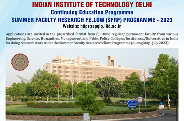 Annual Summer Faculty Research Fellow Programme (SFRF-2023)