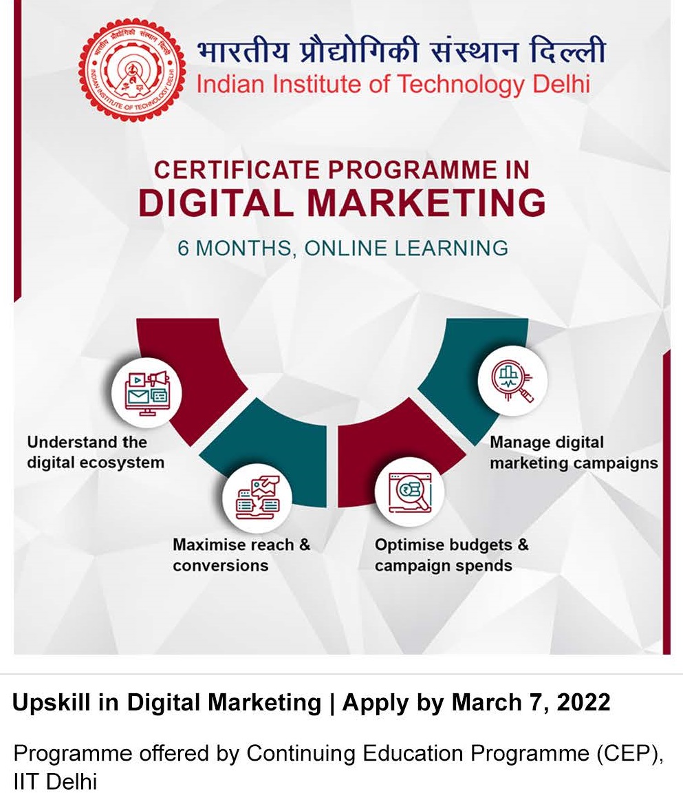 IIT Delhi - Certificate Programme in Digital Marketing